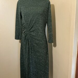 Donna Morgan Sparkling Green Long Sleeve Dress